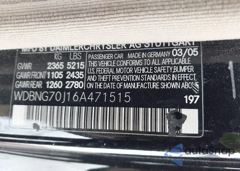 2006 Mercedes-Benz S 430 from USA, damaged, VIN WDBNG70J16A471515